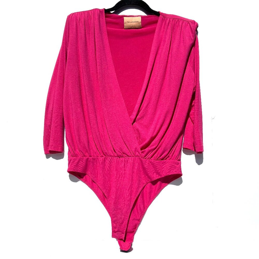 Women’s The Andamane Danielle Wrap-Front V-Neck Bodysuit, Hot Pink, Italy Med